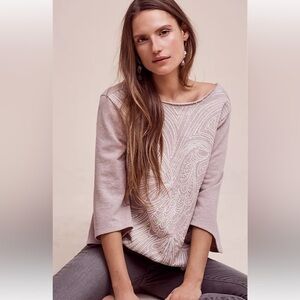 Anthropologie Onora Kimono Top in Pale mauve with Embroidered Phoenix
